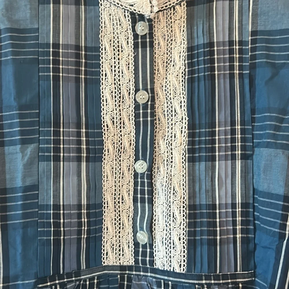 NWT Vintage Victoria's Secret Country Cottons Blue Plaid Nightgown Size L